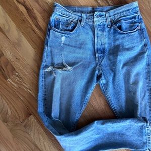 Levi 501s straight leg with rips